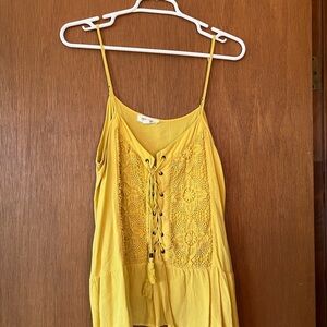 Yellow Lace-Up Women's Top